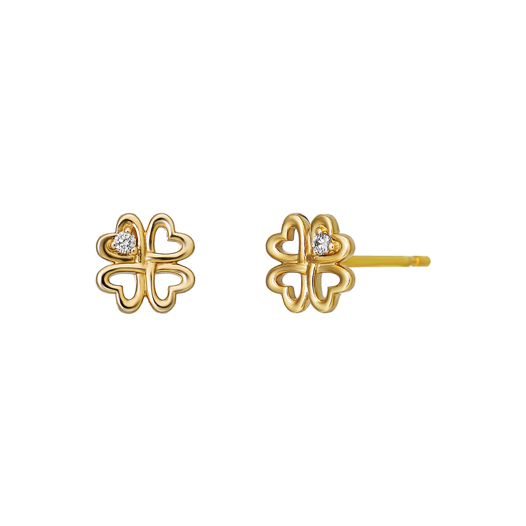 18K/10K Diamond Petit Clover Earrings (Yellow Gold) - Product Image