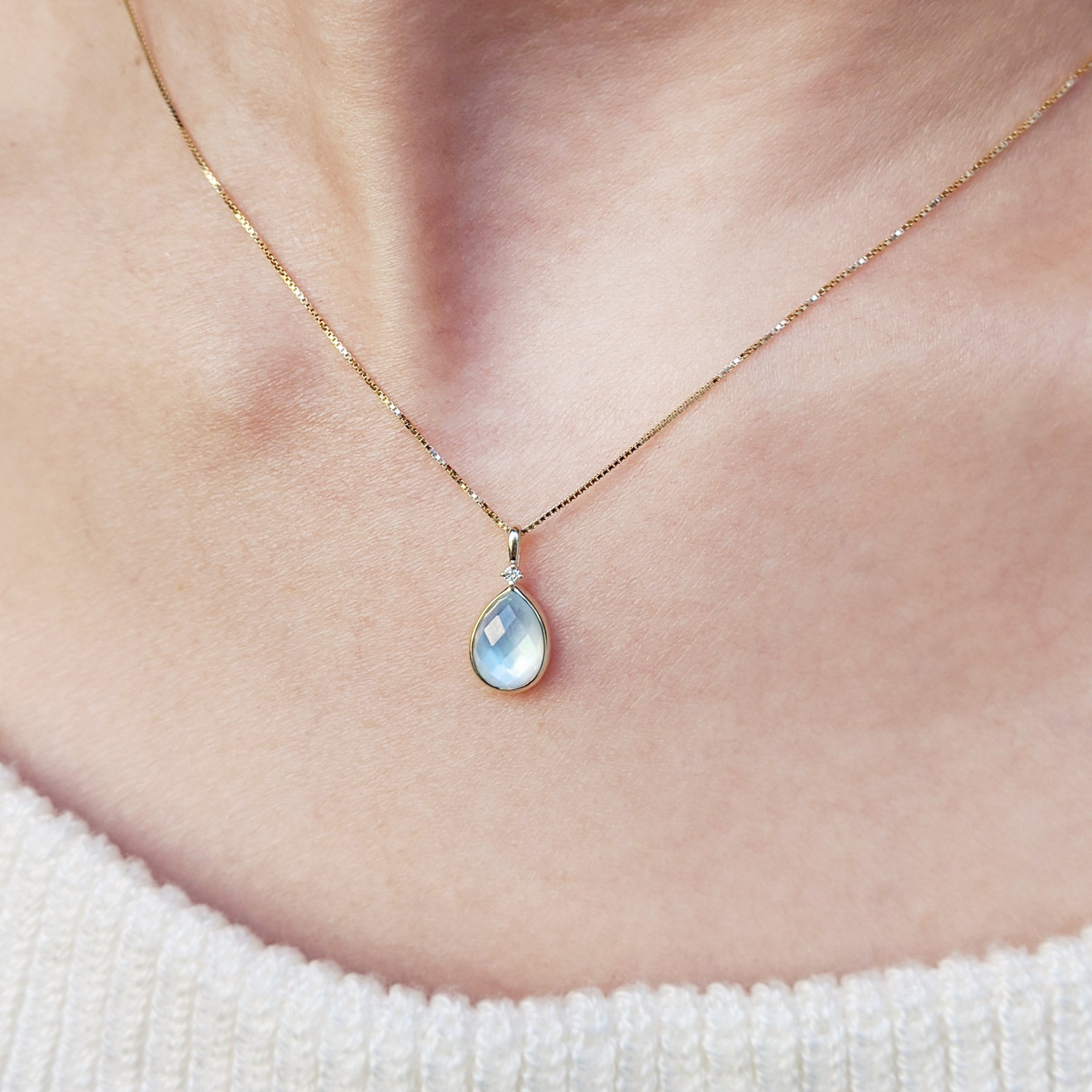 10K Yellow Gold Drop Candy Necklace - Model Image