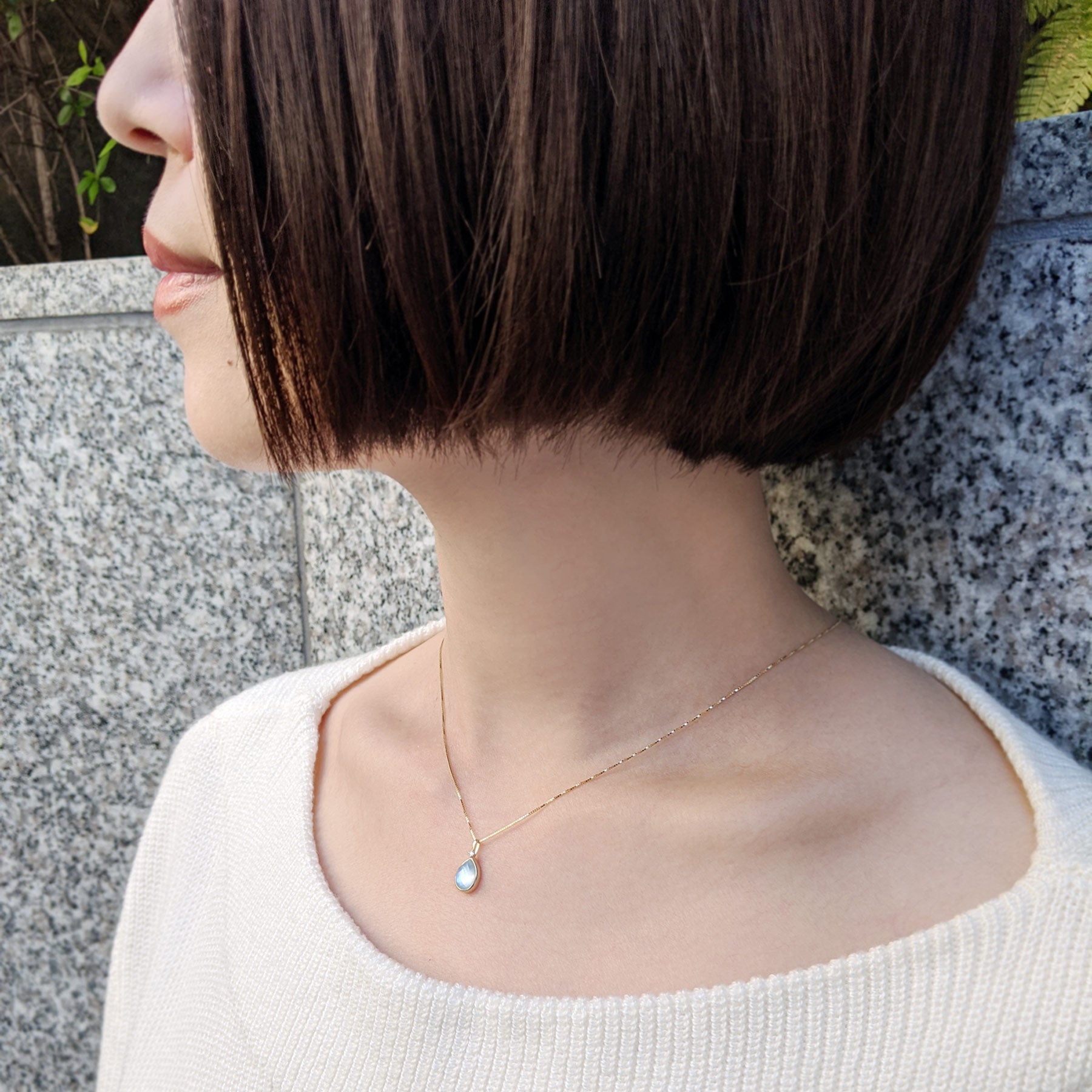 10K Yellow Gold Drop Candy Necklace - Model Image