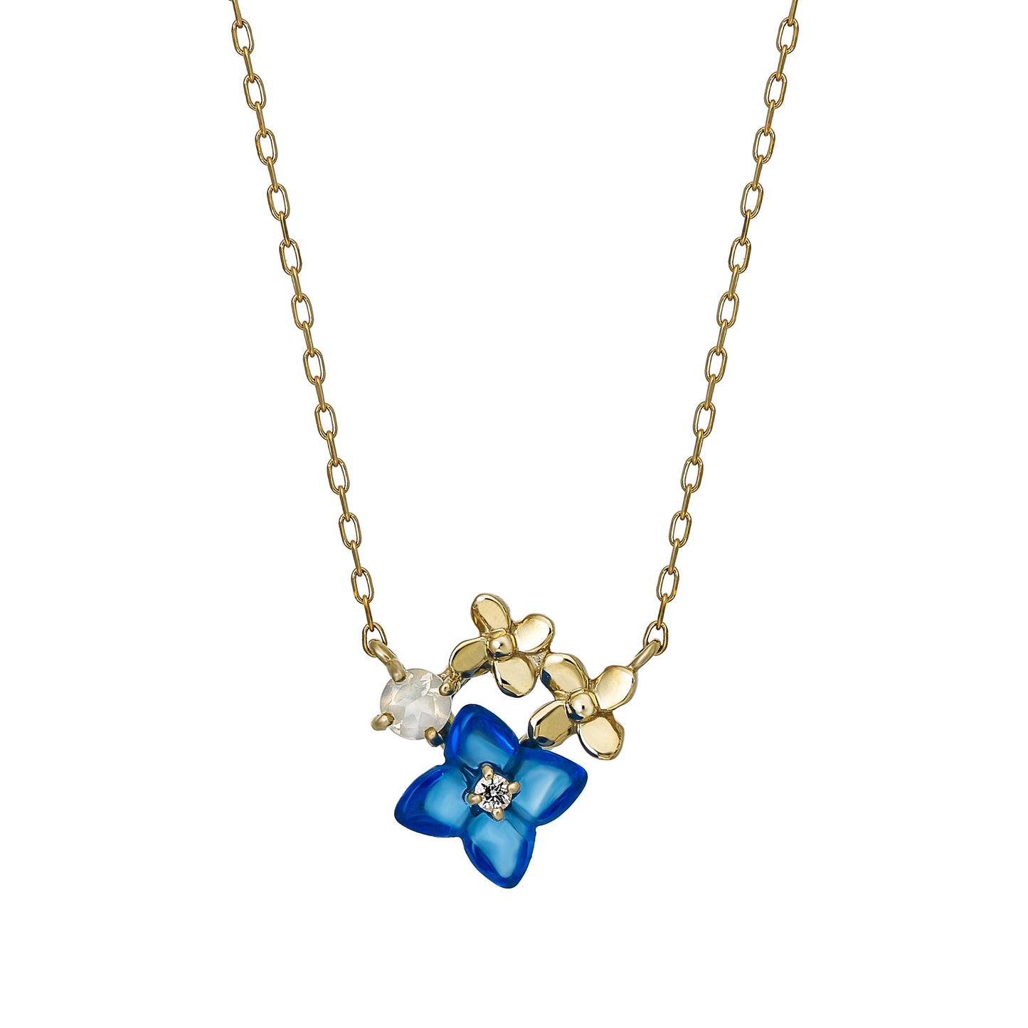 [Birth Flower Jewelry] June - Hydrangea Necklace (10K Yellow Gold) - Product Image