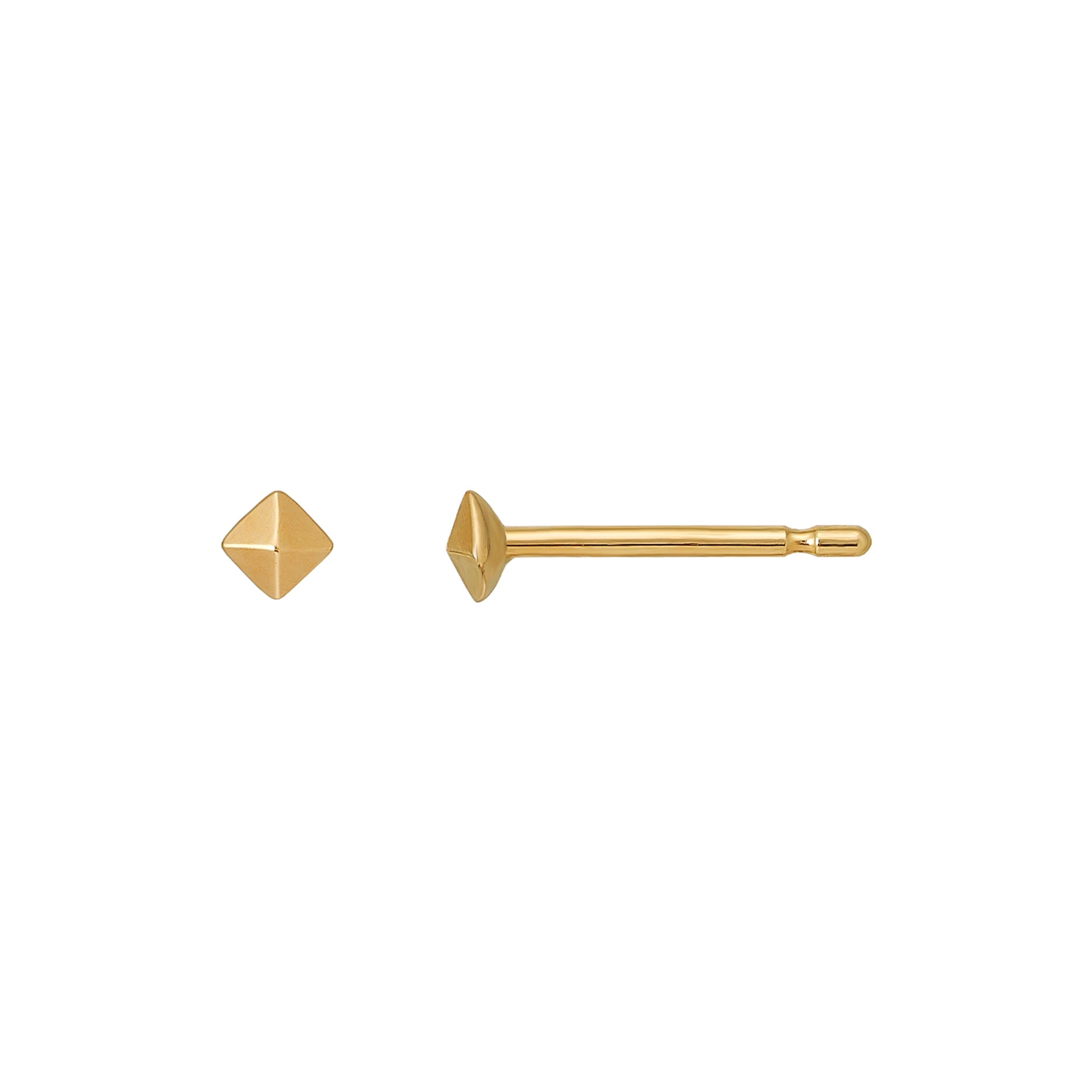 [Second Earrings] 18K Pyramid Stud Earrings (Yellow Gold) - Product Image