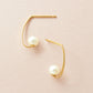 [Palette] 18K/10K Freshwater Pearl Arch Base Earrings (Yellow Gold) - Product Image