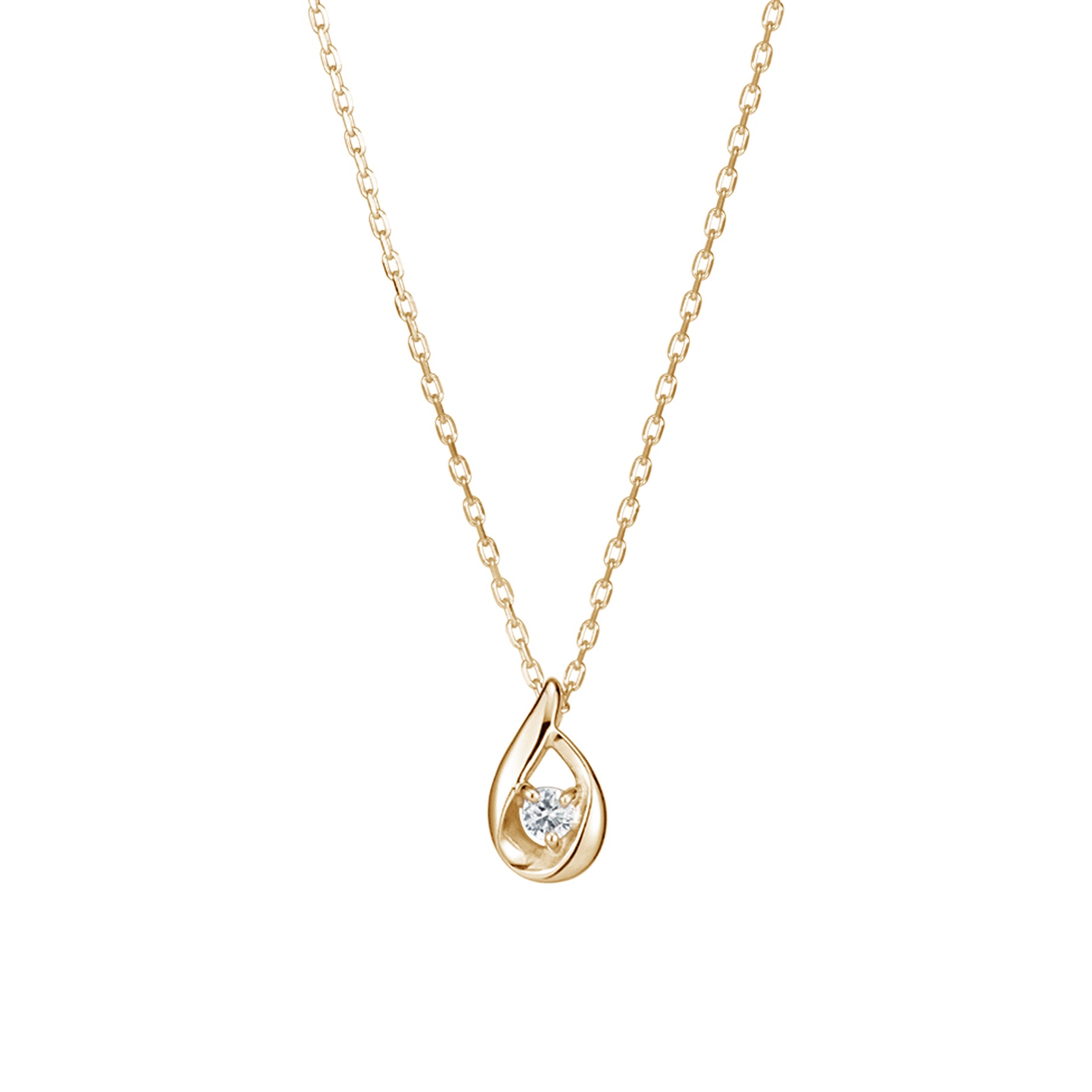 Diamond Drop Petite Necklace (10K Yellow Gold) - Product Image