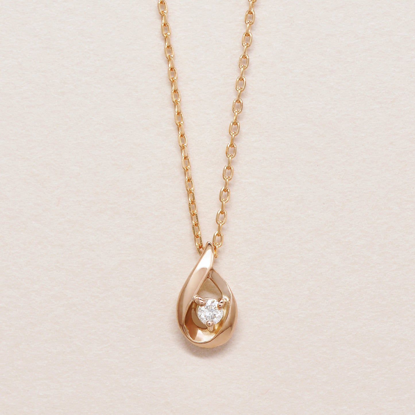 Diamond Drop Petite Necklace (10K Rose Gold) - Product Image