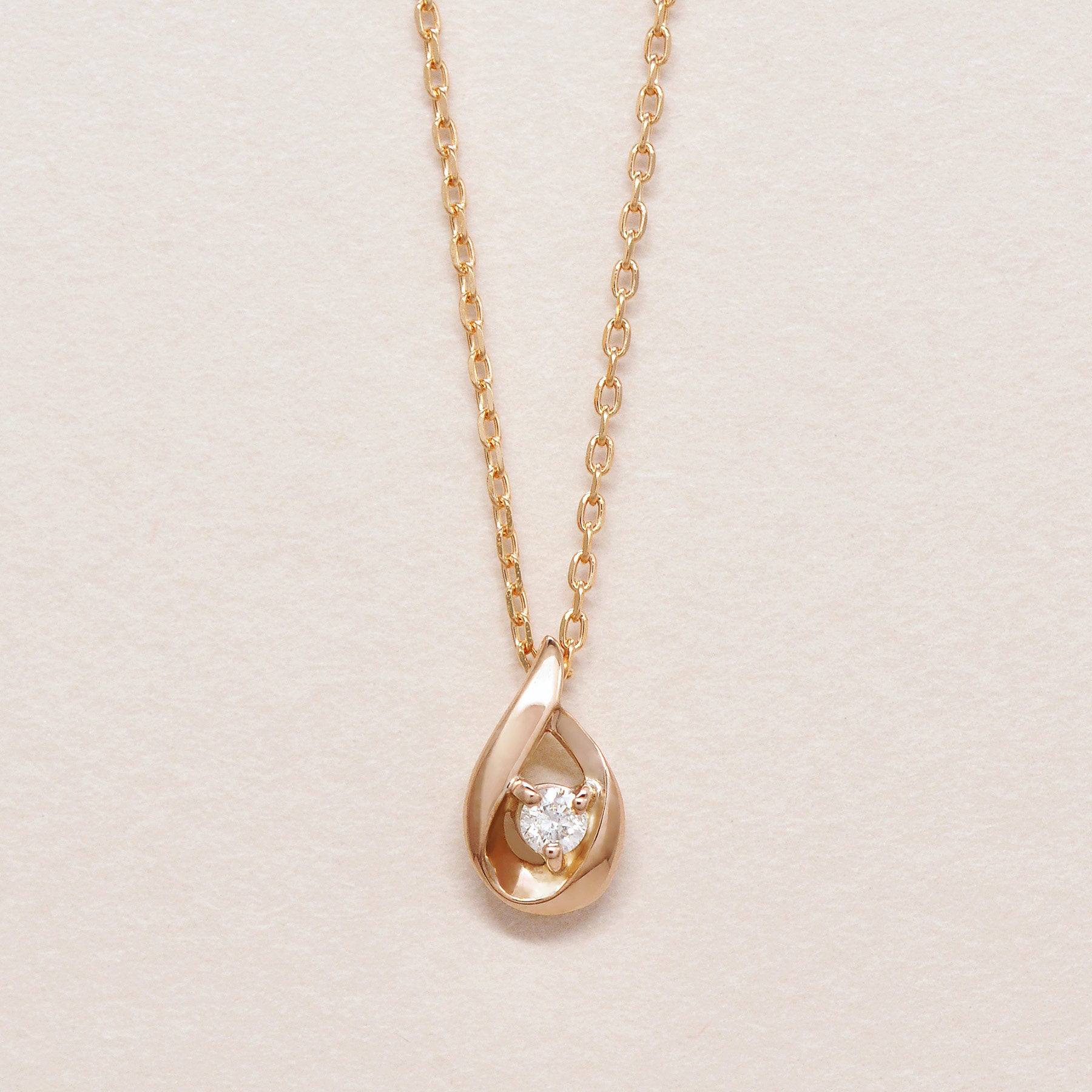 Diamond Drop Petite Necklace (10K Rose Gold) - Product Image