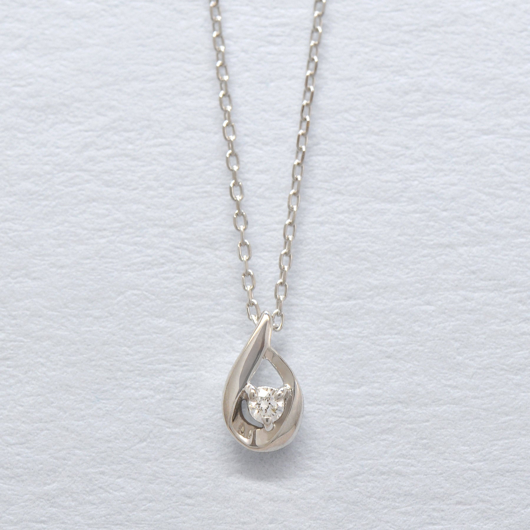 Diamond Drop Petite Necklace (10K White Gold) - Product Image