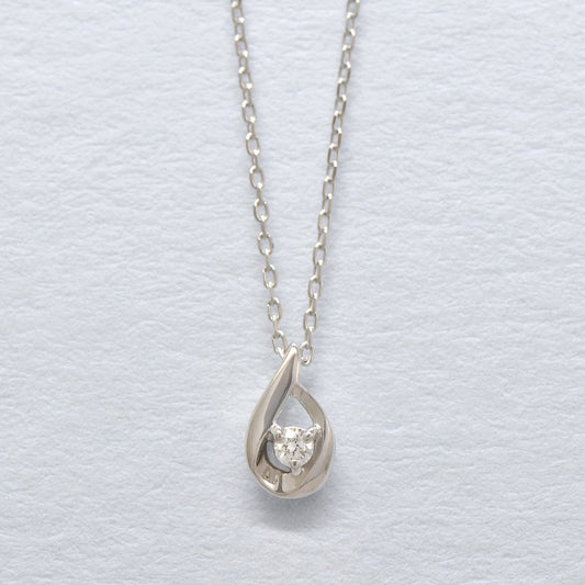 Diamond Drop Petite Necklace (10K White Gold) - Product Image