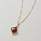 Garnet Square Necklace (10K Rose Gold) - Product Image