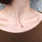 Garnet Square Necklace (10K Rose Gold) - Model Image