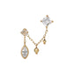 18K/10K White Topaz Double Piercing Chain Earrings (Yellow Gold) - Product Image
