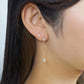 18K/10K White Topaz Double Piercing Chain Earrings (Yellow Gold) - Model Image