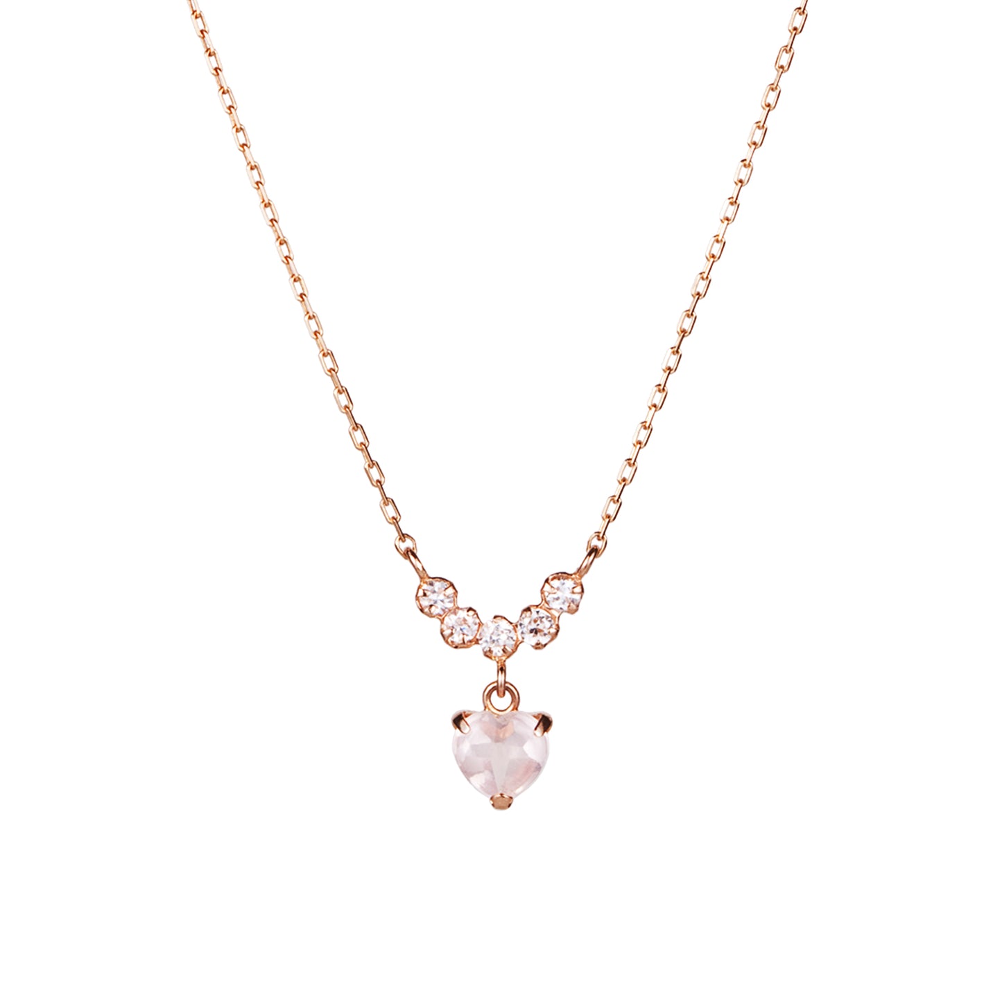Rose Quartz Heart Necklace (10K Rose Gold) - Product Image