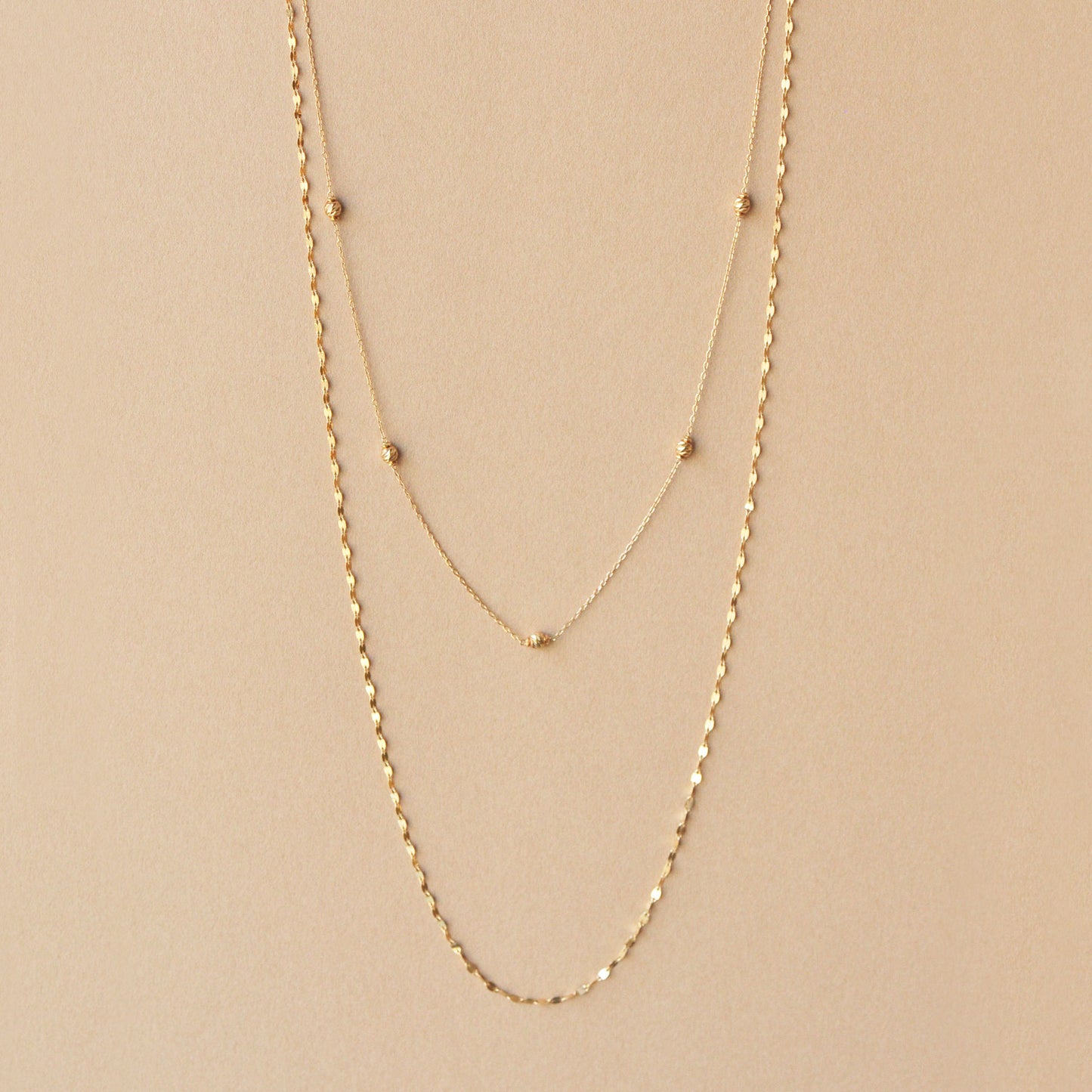 10K Yellow Gold Honey Cut Ball 3Way Long Necklace - Product Image