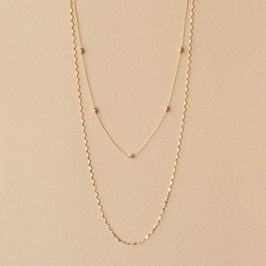 10K Yellow Gold Honey Cut Ball 3Way Long Necklace - Product Image