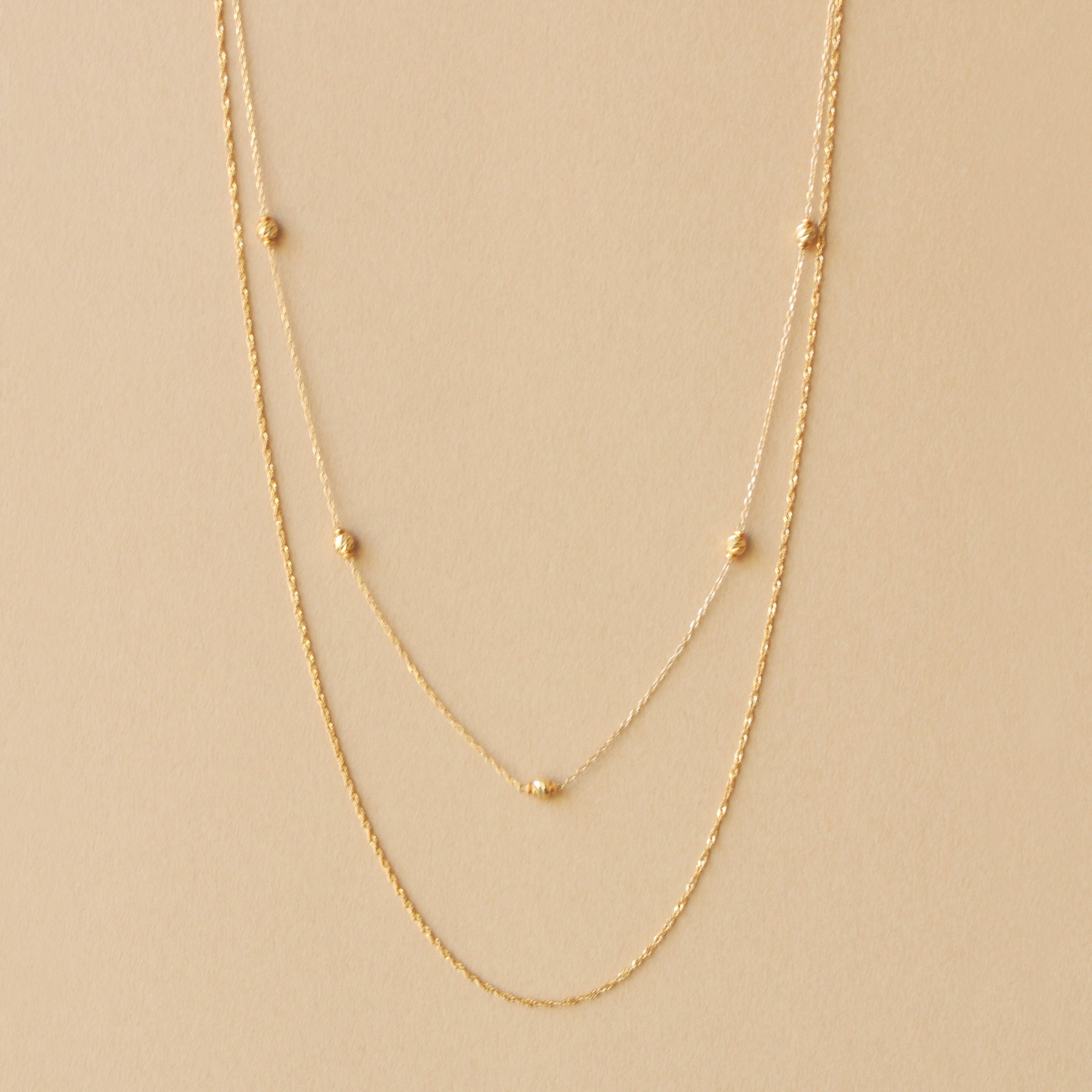 10K Yellow Gold Honey Cut Ball 3Way Long Necklace - Product Image