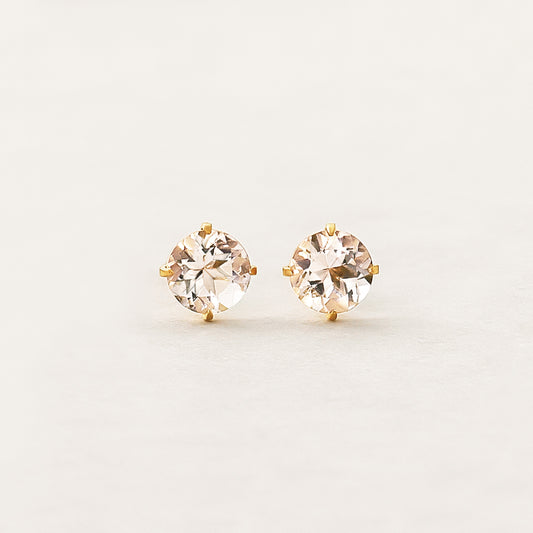 [Second Earrings] 18K Morganite Earrings (Yellow Gold) - Product Image