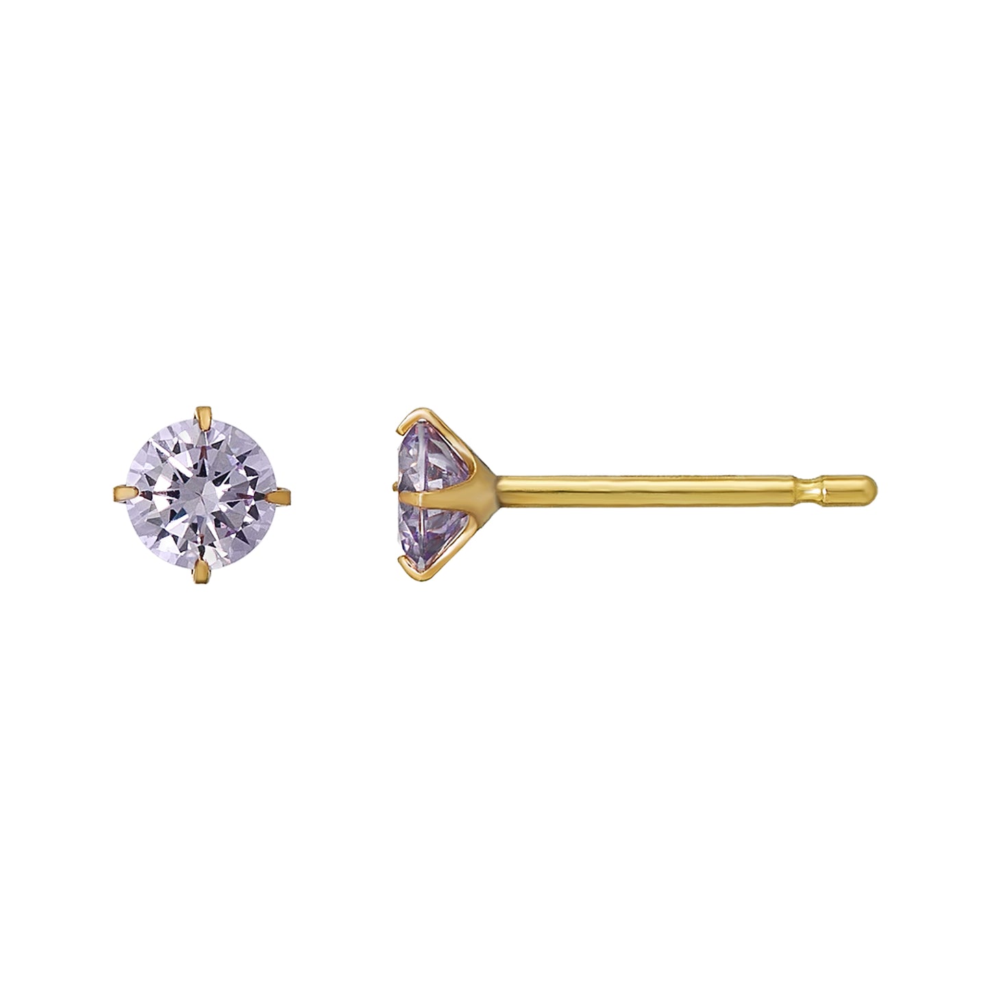 [Second Earrings] 18K Yellow Gold Lavender Cubic Zirconia Earrings - Product Image