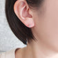 [Second Earrings] 18K Yellow Gold Champagne Cubic Zirconia Earrings - Model Image