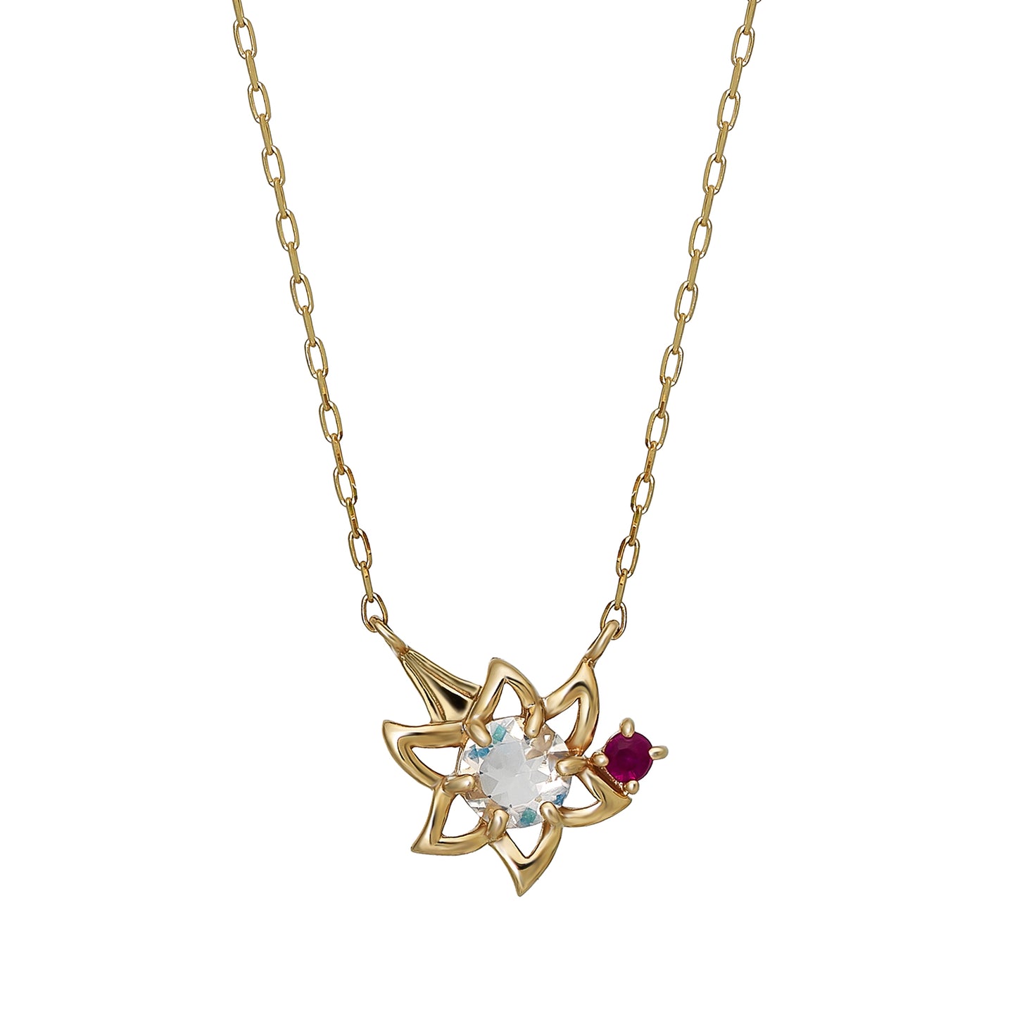 [Birth Flower Jewelry] July - Lily Openwork Necklace (10K Yellow Gold) - Product Image