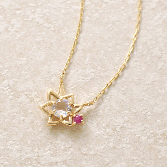 [Birth Flower Jewelry] July - Lily Openwork Necklace (10K Yellow Gold) - Product Image