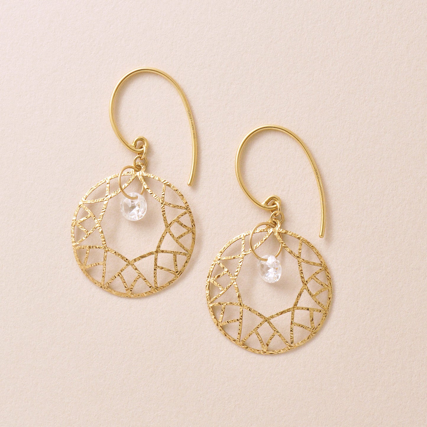 18K/10K Open Work Circle Earrings (Yellow Gold) - Product Image