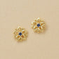 [Birth Flower Jewelry] September - Gentian Openwork Earrings (18K/10K Yellow Gold) - Product Image