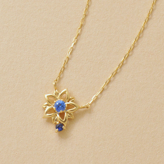 [Birth Flower Jewelry] September - Gentian Openwork Necklace (10K Yellow Gold) - Product Image