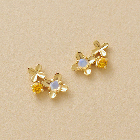 [Birth Flower Jewelry] October - Fragrant Olive Earrings (18K/10K Yellow Gold) - Product Image