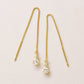 18K Yellow Gold 6-Prong 2-Stone Diamond Threader Earrings - Product Image