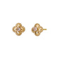 18K/10K Morganite Milgrain Flower Stud Earrings (Yellow Gold) - Product Image