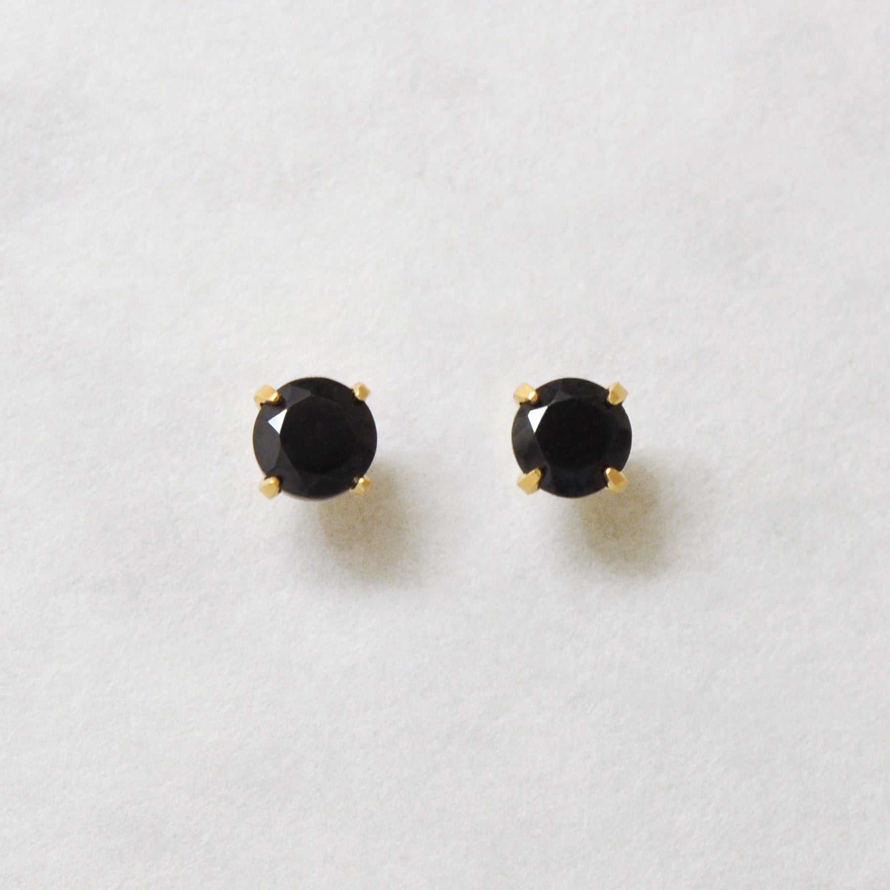 [Second Earrings] 18K Yellow Gold Black Spinel Earrings - Product Image