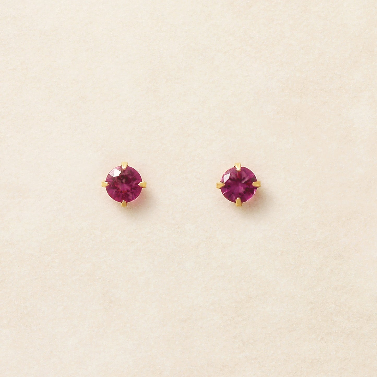 [Second Earrings] 18K Yellow Gold Ruby Earrings - Product Image