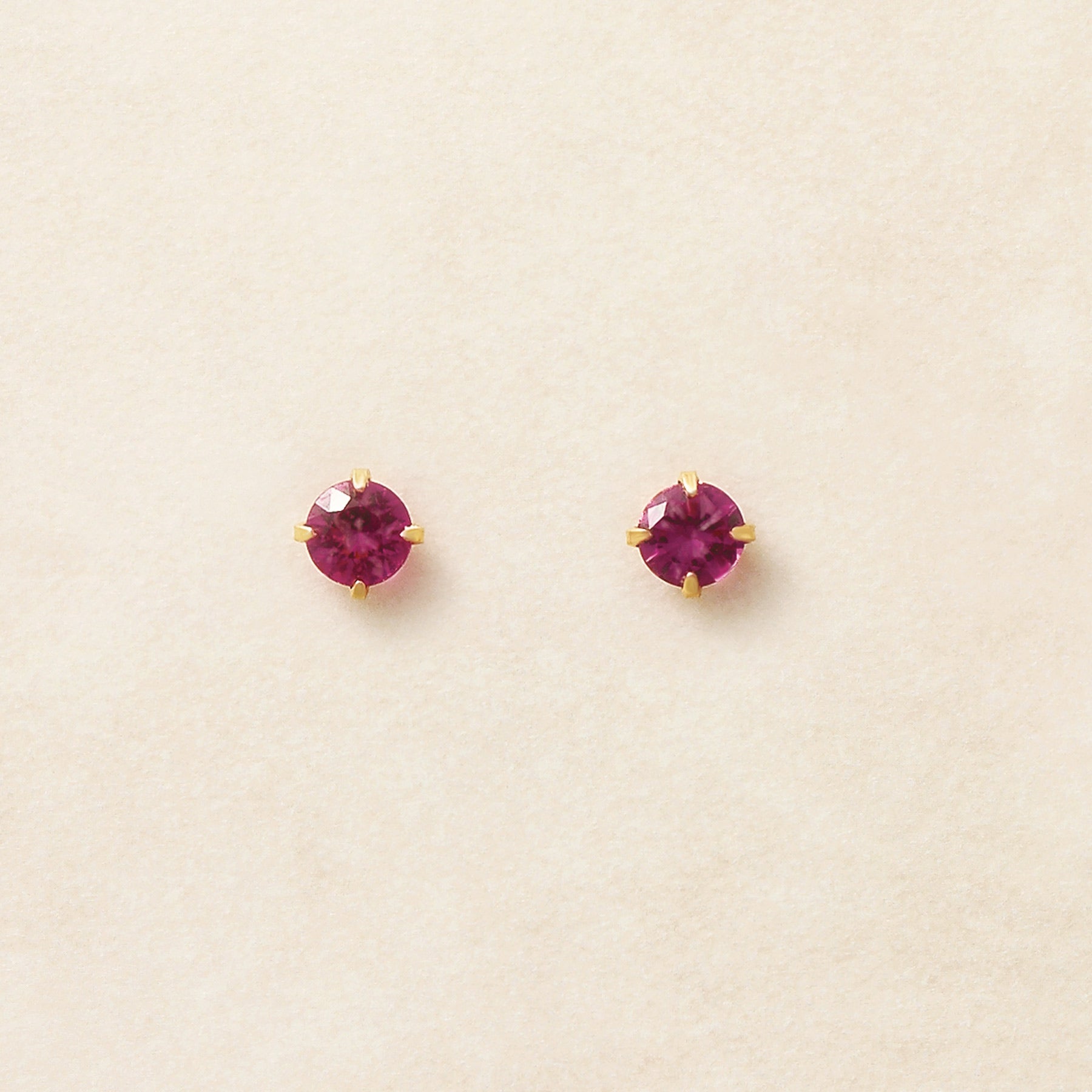 [Second Earrings] 18K Yellow Gold Ruby Earrings - Product Image