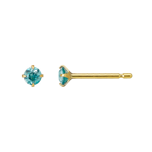 [Second Earrings] 18K Yellow Gold Blue Zircon Earrings - Product Image