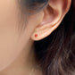 [Second Earrings] 18K Yellow Gold Orange Sapphire Earrings - Model Image