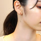 [Second Earrings] 18K Yellow Gold Orange Sapphire Earrings - Model Image