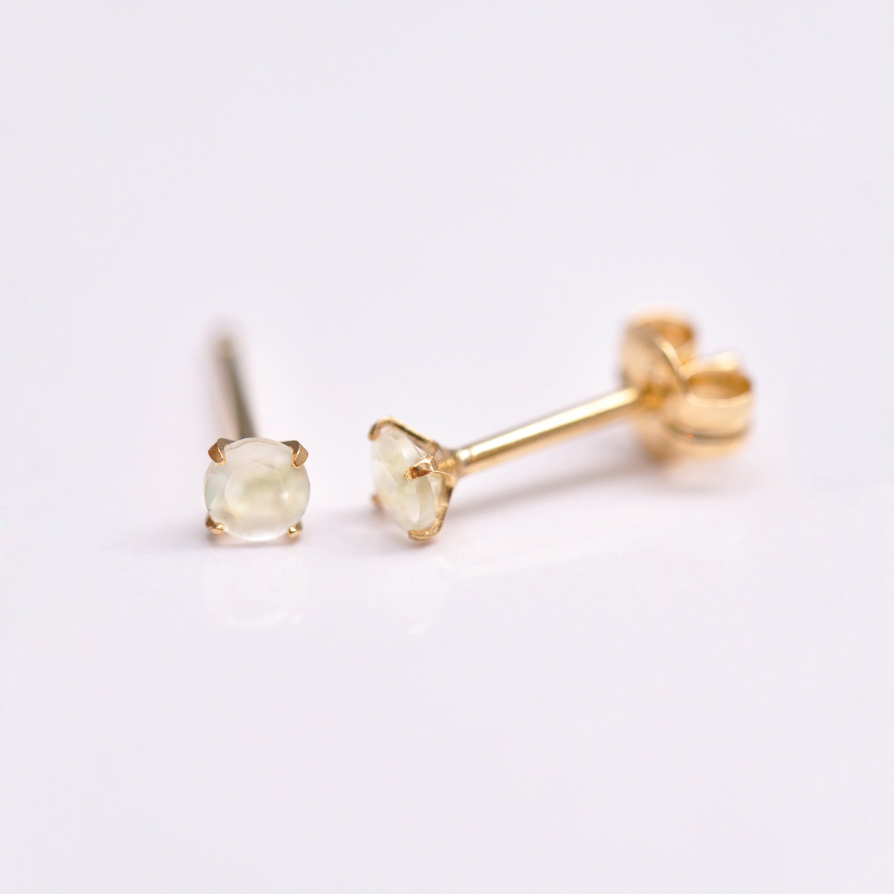 [Second Earrings] 18K Yellow Gold Moonstone Earrings - Product Image