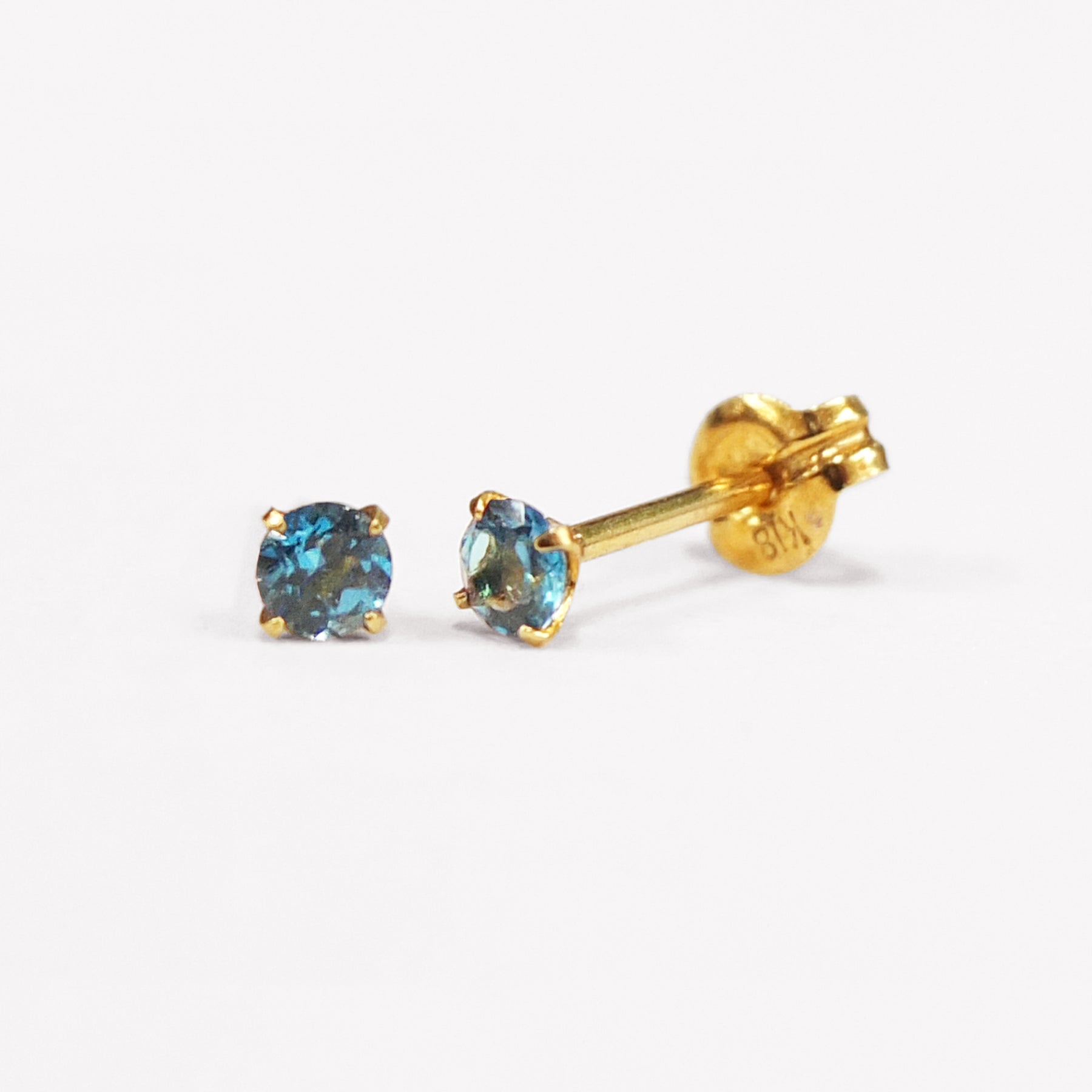 [Second Earrings] 18K Yellow Gold London Blue Topaz Earrings - Product Image