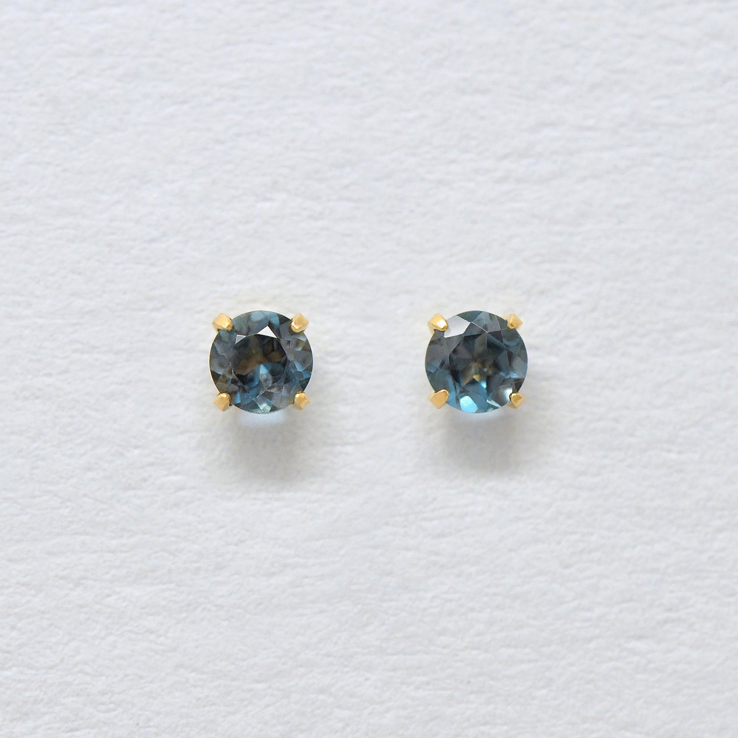 [Second Earrings] 18K Yellow Gold London Blue Topaz Earrings - Product Image
