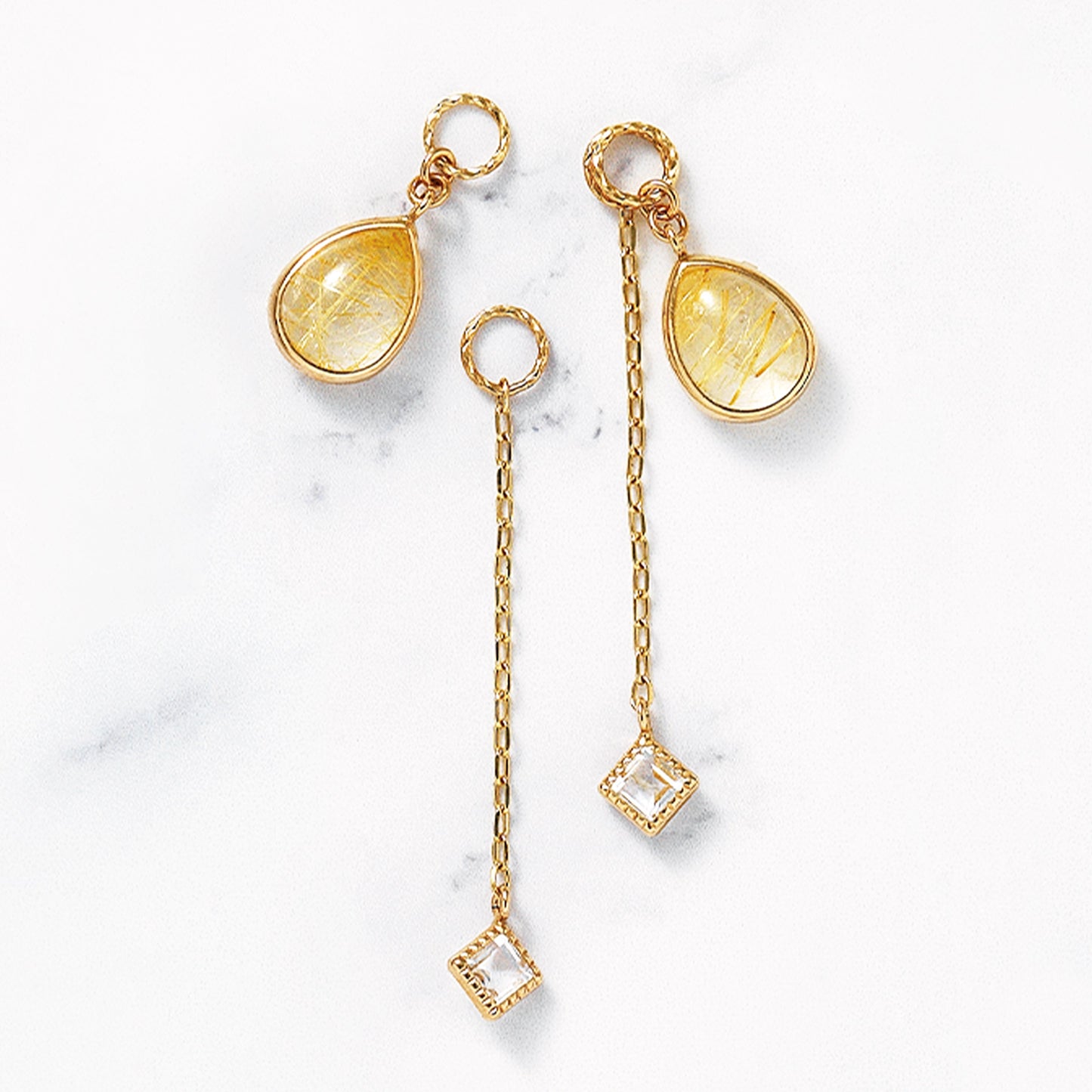 [Palette] 10K Golden Rutilated Quartz Charm Set [Cheers] (Yellow Gold) - Product Image