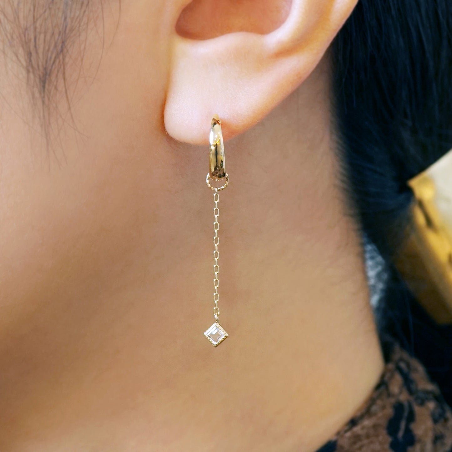 [Palette] 10K Golden Rutilated Quartz Charm Set [Cheers] (Yellow Gold) - Model Image