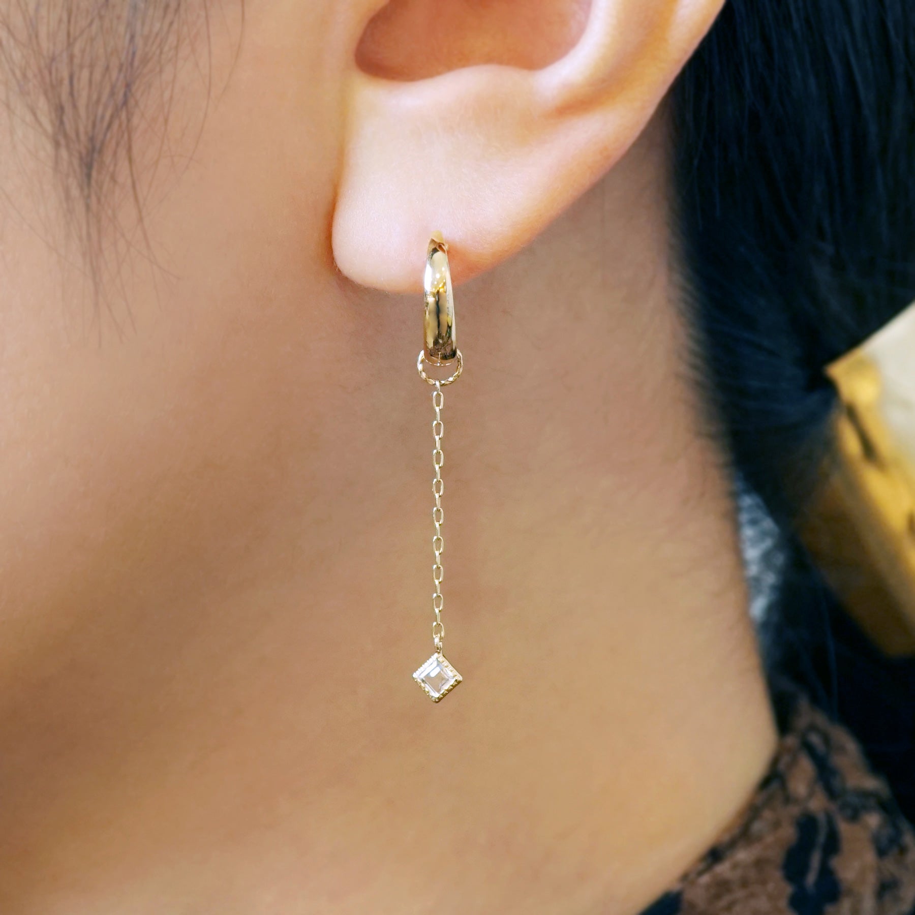 [Palette] 10K Golden Rutilated Quartz Charm Set [Cheers] (Yellow Gold) - Model Image
