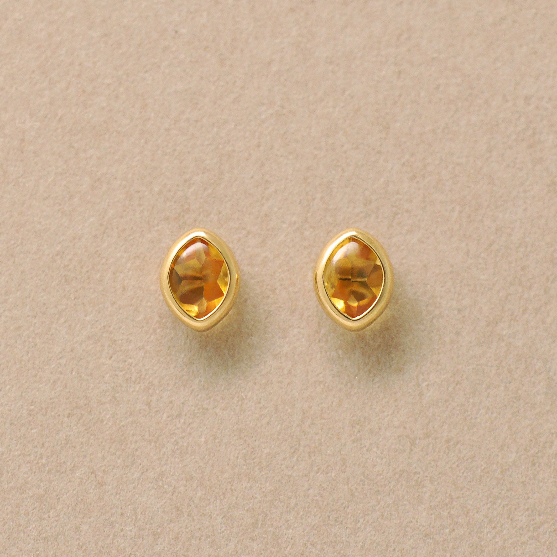 [Second Earrings] 18K Citrine Marquise Earrings (Yellow Gold) - Product Image
