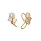 [Airy Clip-On Earrings] 10K Pink Stone Earrings (Yellow Gold) - Product Image
