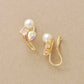 [Airy Clip-On Earrings] 10K Pink Stone Earrings (Yellow Gold) - Product Image