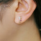 [Airy Clip-On Earrings] 10K Double Heart Earrings (Rose Gold) - Model Image