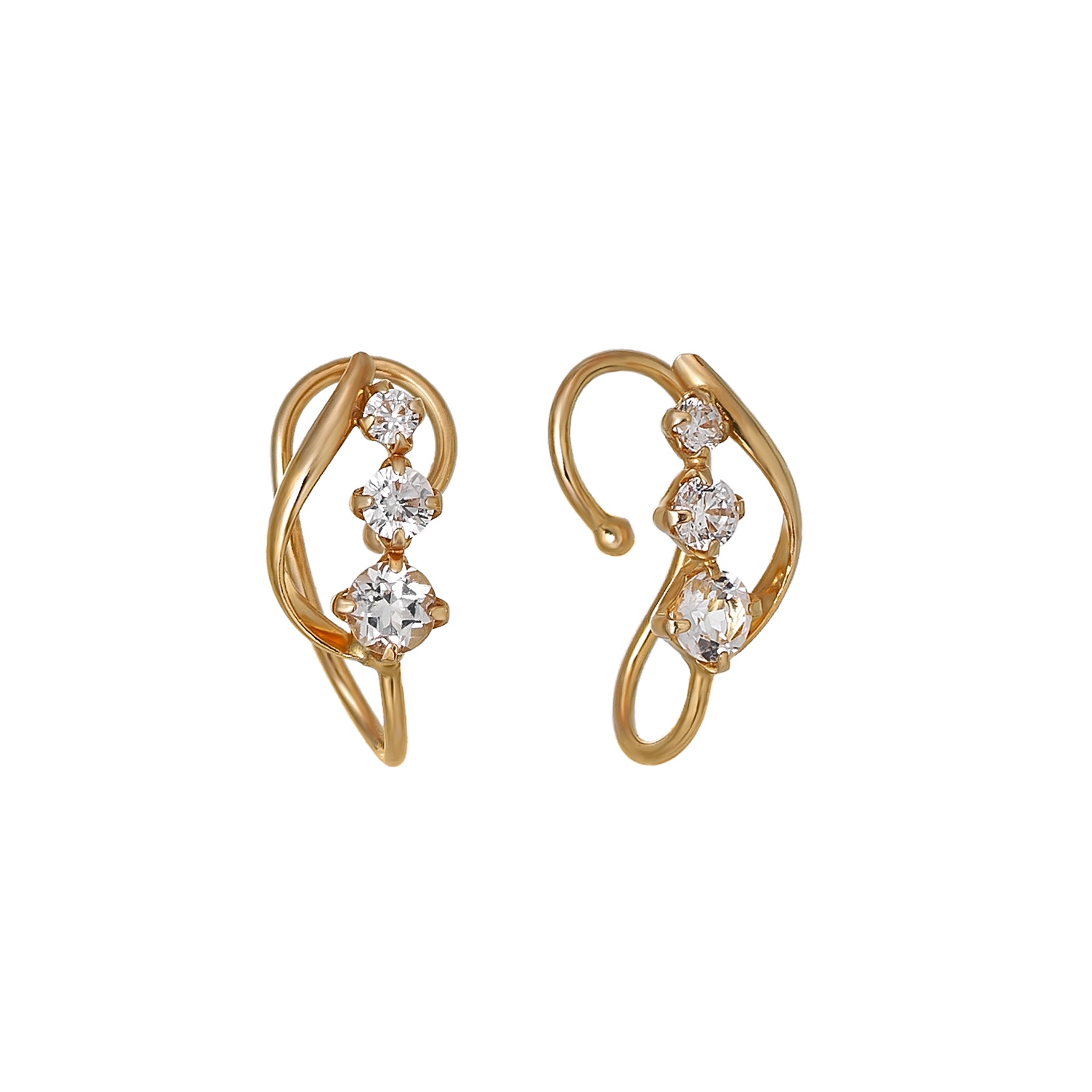 [Airy Clip-On Earrings] 10K Drop Earrings (Yellow Gold) - Product Image