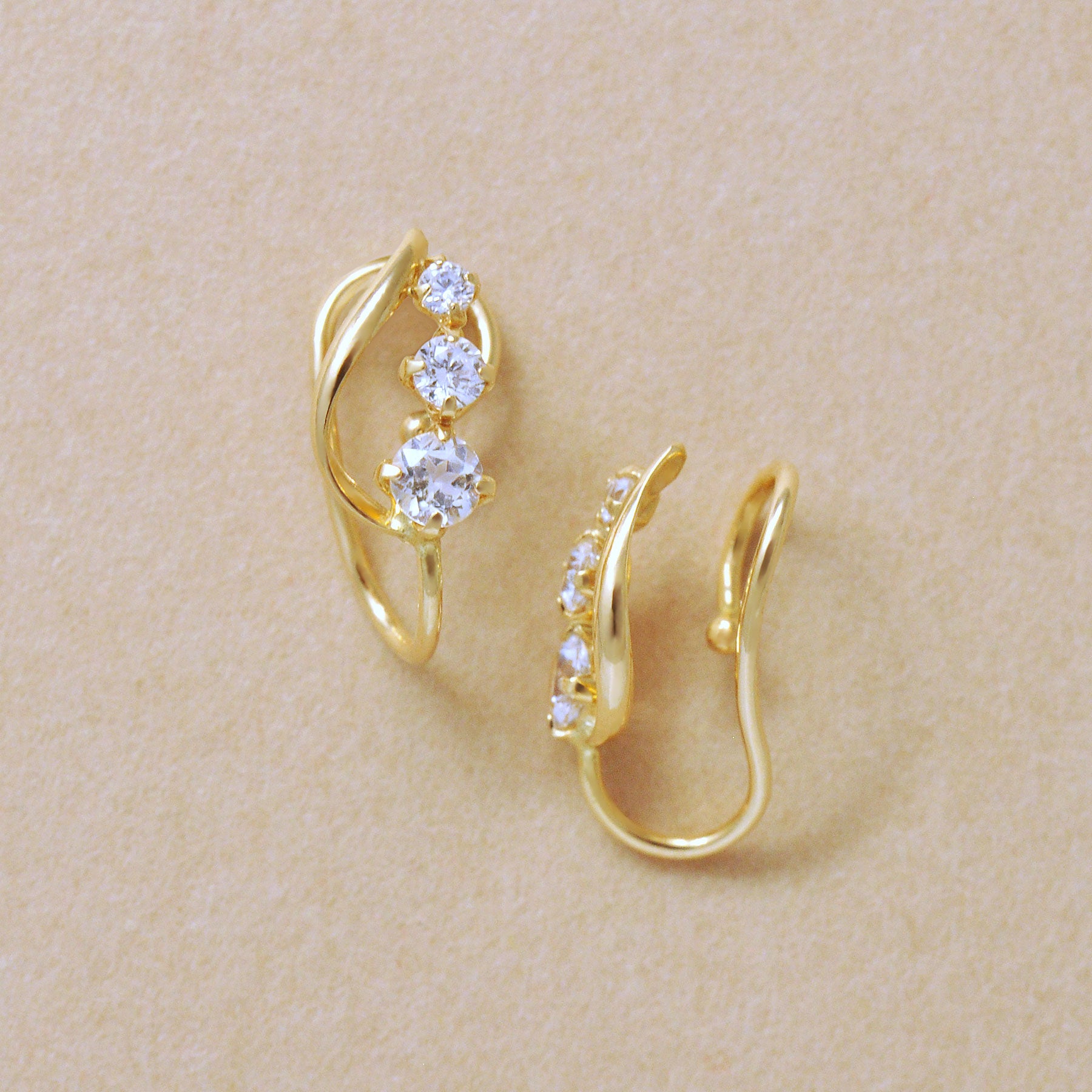 [Airy Clip-On Earrings] 10K Drop Earrings (Yellow Gold) - Product Image