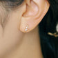 [Airy Clip-On Earrings] 10K Drop Earrings (Yellow Gold) - Model Image