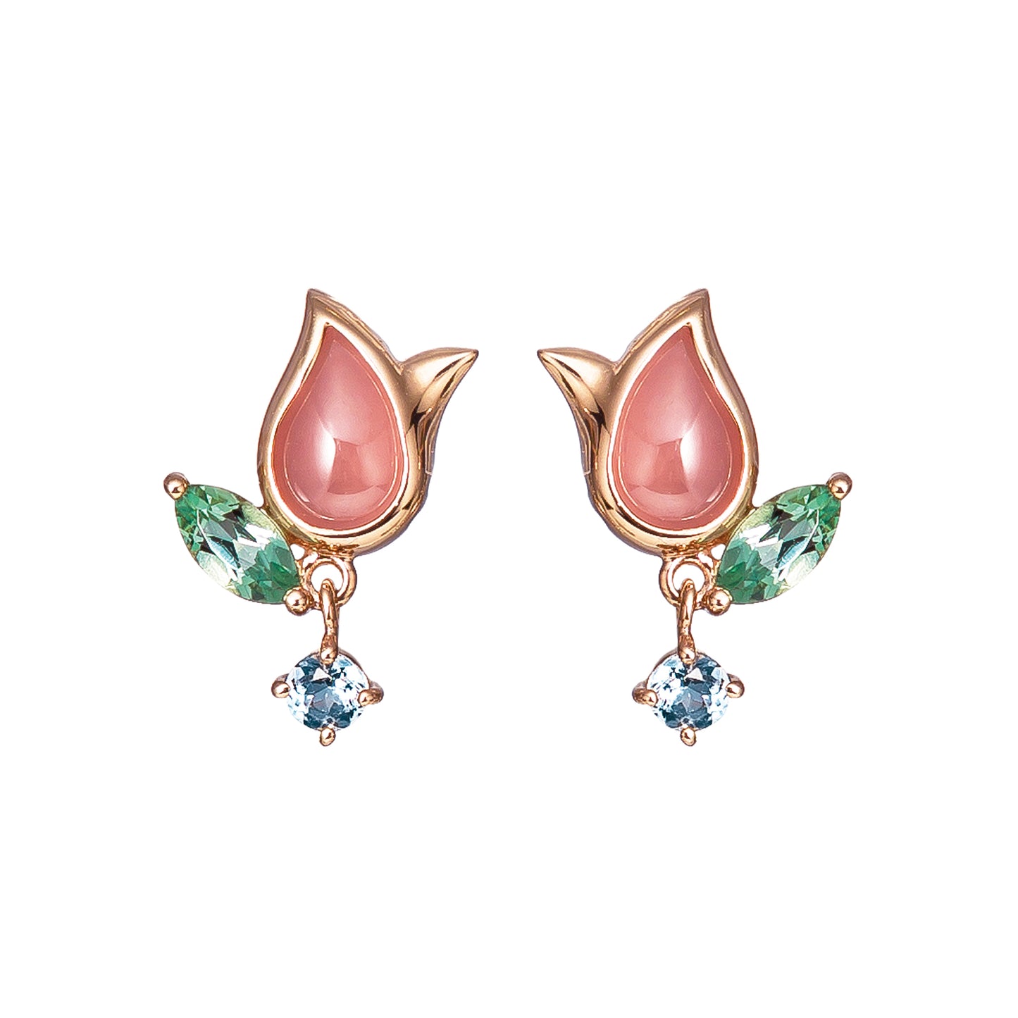 [Birth Flower Jewelry] March Tulip Earrings (Rose Gold) - Product Image